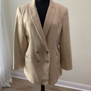 Saint & Sophia Cream Double-Breasted Blazer – Size 18